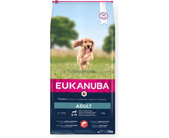 EUKANUBA ADULT SMALL&MEDIUM SALMON - DRY DOG FOOD - 12KG