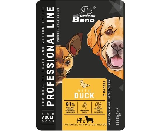 SUPER BENEK SUPER BENO ADULT SMALL AND MEDIUM DUCK - WET DOG FOOD - 100 G