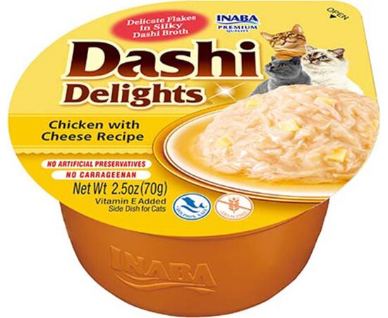 INABA DASHI DELIGHTS CHICKEN WITH CHEESE IN BROTH - CAT TREATS - 70G