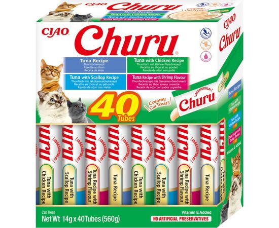 INABA CHURU VARIETY BOX TUNA - CAT TREATS - 40 X 14G