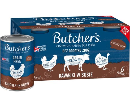 BUTCHER'S ORIGINAL MEGA PACK MIX WITH VEGETABLES IN GRAVY- WET DOG FOOD - 6 X 400G