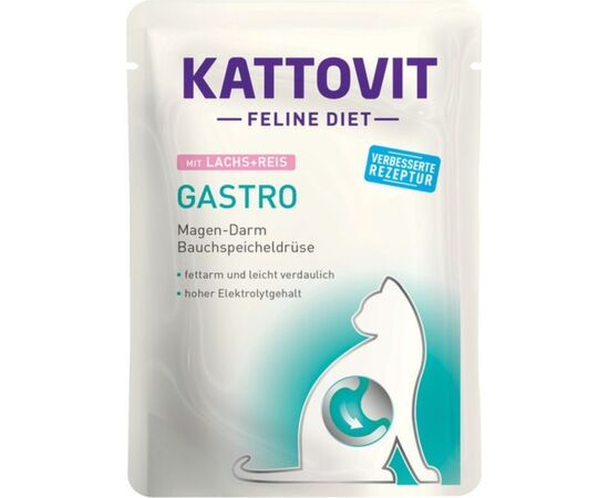 KATTOVIT FELINE DIET GASTRO SALMON WITH RICE - WET CAT FOOD - 85G
