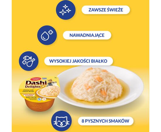 INABA DASHI DELIGHTS CHICKEN WITH CHEESE IN BROTH - CAT TREATS - 70G