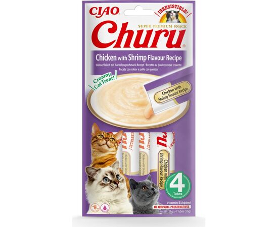 INABA CHURU CHICKEN WITH PRAWNS - CAT TREATS - 4X14 G