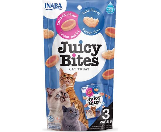 INABA JUICY BITES CHICKEN AND TUNA - CAT TREATS - 3 X 11G