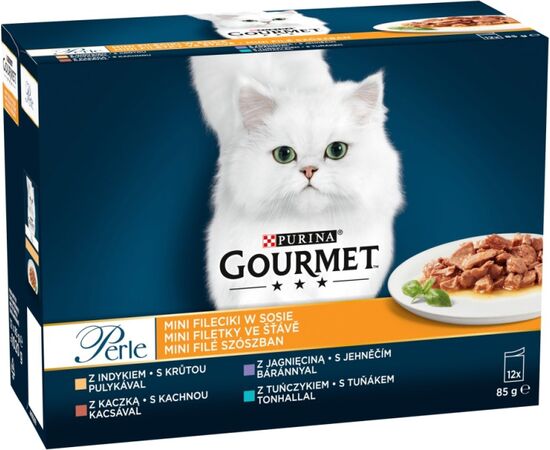 PURINA NESTLE PURINA  GOURMET PERLE DUCK, TURKEY, LAMB, TUNA - WET CAT FOOD - 12X85 G