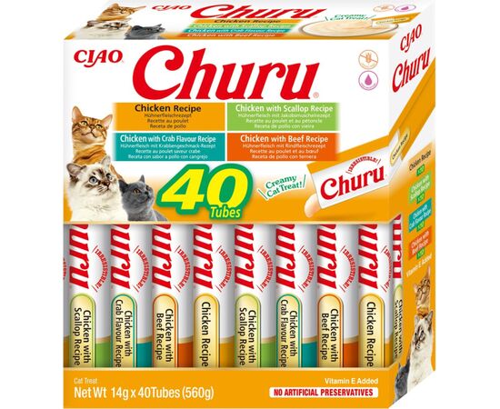 INABA CHURU VARIETY BOX CHICKEN - CAT TREATS - 40 X 14G