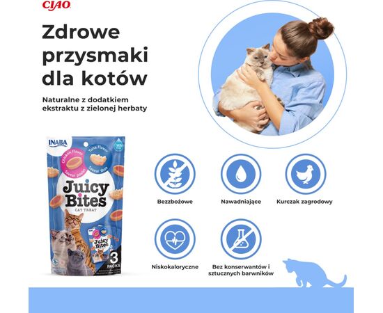 INABA JUICY BITES CHICKEN AND TUNA - CAT TREATS - 3 X 11G