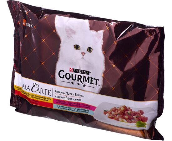 PURINA NESTLE GOURMET A LA CARTE CHICKEN, TROUT, BEEF, AND FISH - WET CAT FOOD - 4 X 85 G