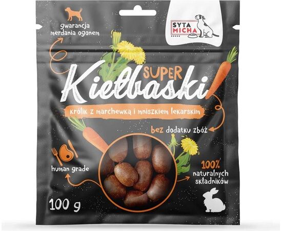 SYTA MICHA GREAT SAUSAGES WITH RABBIT, CARROT AND DANDELION - DOG TREAT - 100G