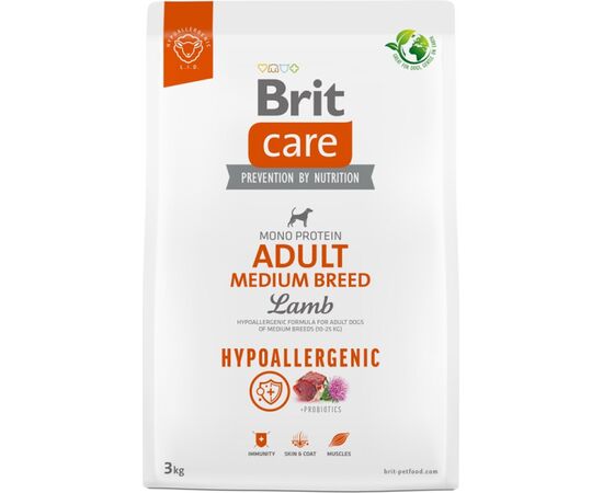 BRIT CARE HYPOALLERGENIC ADULT MEDIUM BREED LAMB - DRY DOG FOOD - 3 KG