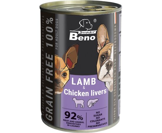 CERTECH SUPER BENO LAMB WITH CHICKEN LIVERS - WET DOG FOOD - 415G