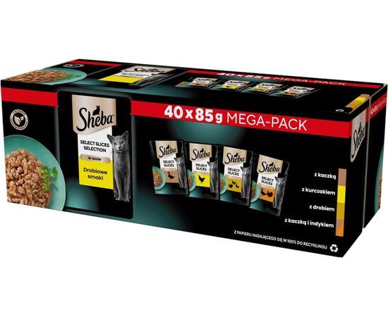 SHEBA SELECTION SELECT SLICES POULTRY FLAVOURS - WET CAT FOOD - 40 X 85G