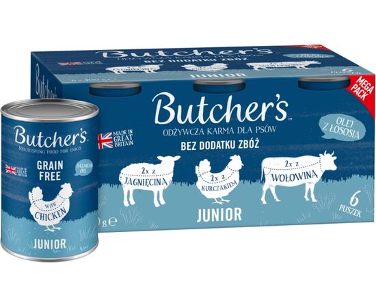 BUTCHER'S ORIGINAL JUNIOR MEGA PACK MIX - WET DOG FOOD - 6 X 400G