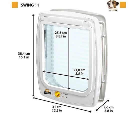FERPLAST SWING 11 GREY - DOG AND CAT DOOR - 31 X 9.6 X 38.4 CM