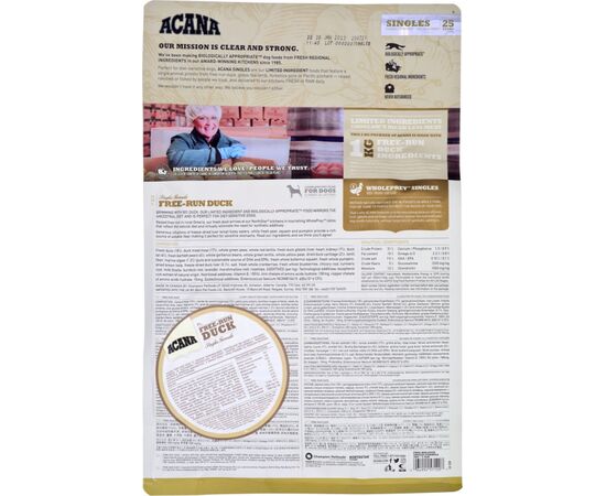 ACANA SINGLES FREE-RUN DUCK DRY DOG FOOD DUCK 2 KG
