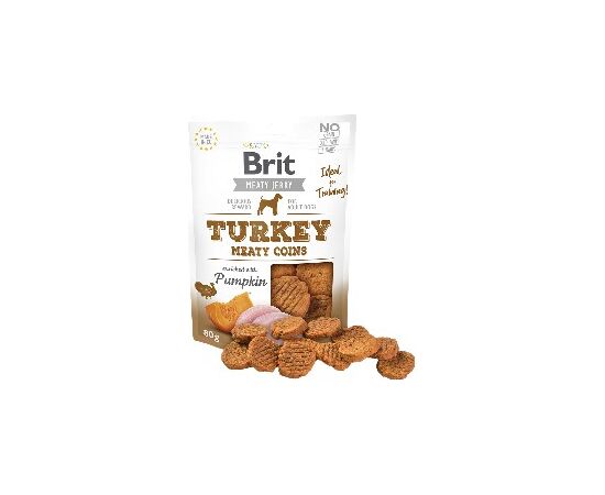 BRIT JERKY TURKEY MEATY COINS - TURKEY - PUPPY SNACK - 80 G