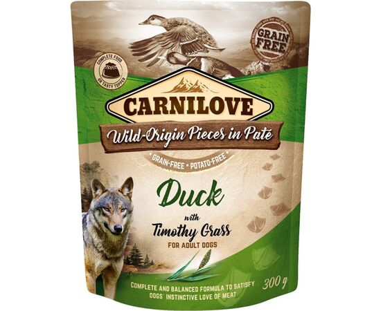 CARNILOVE DOG POUCH DUCK & TIMOTHY GRASS - WET DOG FOOD - 300G