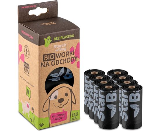 STARCH BAG STARCHBAG BIO COMPOSTABLE POOP BAGS BLACK – 8X15 PCS