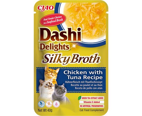 INABA CAT DASHI DELIGHTS SILKY BROTH CHICKEN WITH TUNA - TREAT FOR CATS - 40G