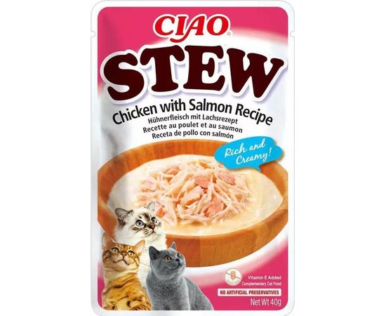 INABA CIAO STEW CHICKEN & SALMON - CAT TREATS - 12X40G