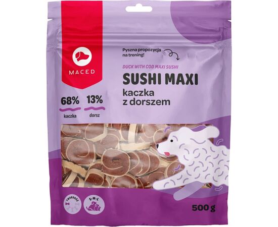 MACED DUCK WITH COD MAXI SUSHI  - DOG TREAT - 500G