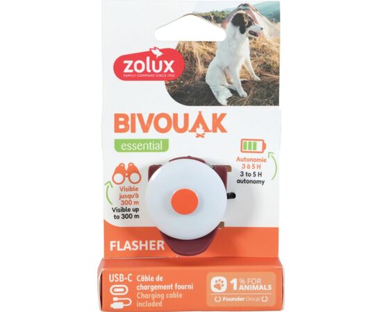 ZOLUX BIVOUAK LED COLLAR TAG WITH USB CHARGING RED – DOG ID TAG – 8,9X3,7X1,9 CM