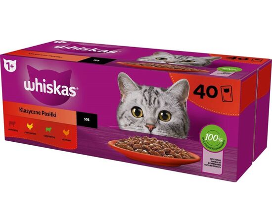 WHISKAS SASZETKI DRÓB,JAGNIĘ,WOŁ DLA KOTA 40X85G