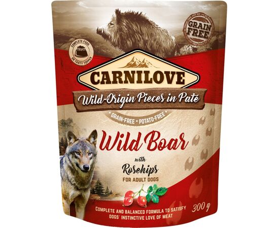 CARNILOVE DOG POUCH WILD BOAR & ROSEHIPS - WET DOG FOOD - 300G