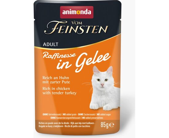 ANIMONDA VOM FEINSTEN ADULT RAFFINESSE IN JELLY RICH IN CHICKEN WITH TURKEY - WET FOOD FOR CATS - 85G