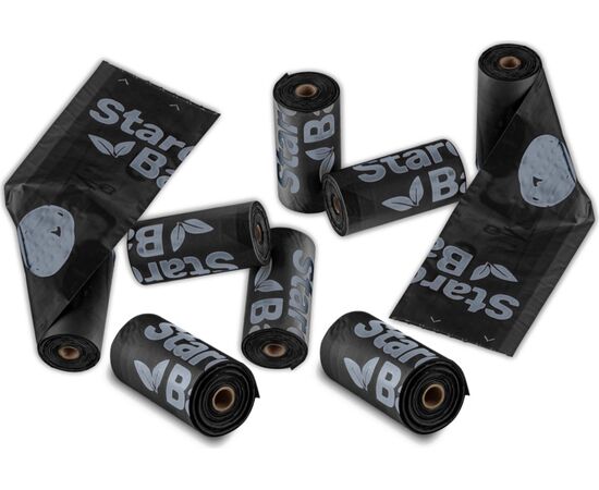 STARCH BAG STARCHBAG BIO COMPOSTABLE POOP BAGS BLACK – 8X15 PCS