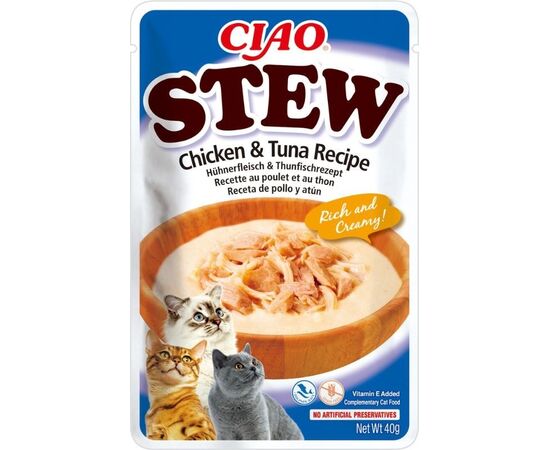 INABA CIAO STEW CHICKEN & TUNA - CAT TREATS - 12X40G