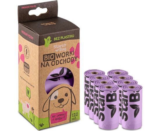 STARCH BAG STARCHBAG BIO COMPOSTABLE POOP BAGS LILAC – 8X15 PCS
