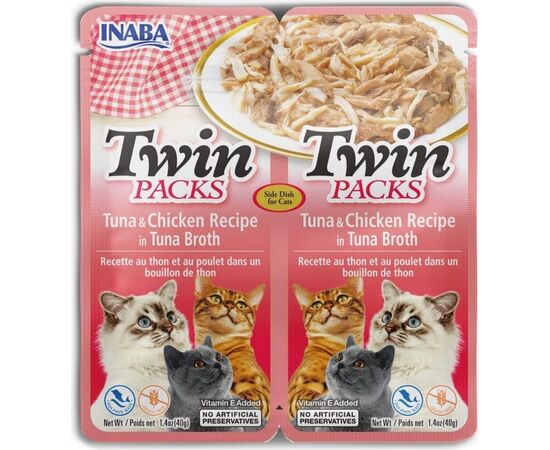 INABA CAT TWIN TUNA WITH CHICKEN IN BROTH – CAT TREAT – 2X40G