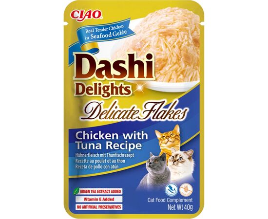 INABA CAT DASHI DELIGHTS DELICATE FLAKES CHICKEN WITH TUNA - CAT TREAT - 40G