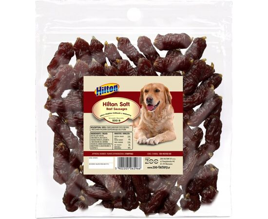 HILTON SOFT SAUSAGES WITH BEEF - DOG TREAT - 500G