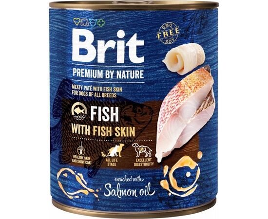 BRIT PREMIUM BY NATURE FISH&FISH SKIN - MOKRA KARMA DLA PSA - 800G