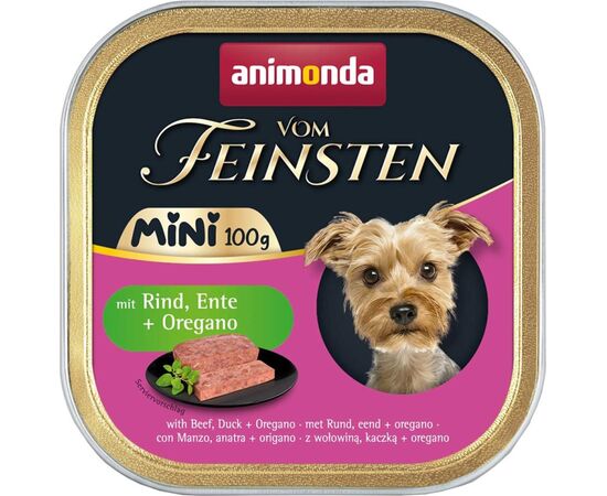 ANIMONDA VOM FEINSTEN ADULT MINI BEEF, DUCK AND OREGANO - WET DOG FOOD - 100G