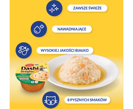 INABA DASHI DELIGHTS KURCZAK I PŁATKI BONITO - PRZYSMAK DLA KOTÓW - 70G