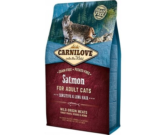 CARNILOVE CAT SENSITIVE & LONG HAIR SALMON - DRY CAT FOOD - 2 KG