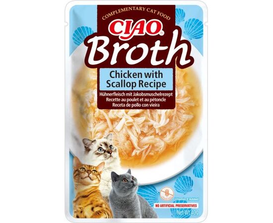 INABA CIAO BROTH CHICKEN & SCALLOP - CAT TREATS - 12X40G