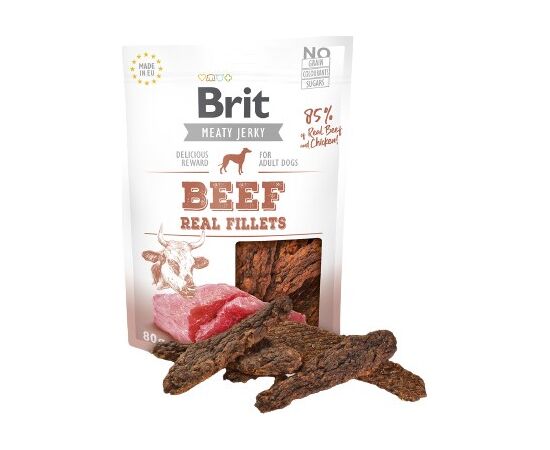 BRIT JERKY BEEF REAL FILLETS - BEEF - DOG SNACK - 80 G
