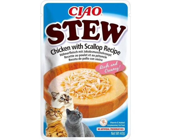 INABA CIAO STEW CHICKEN & SCALLOP - CAT TREATS - 12X40G