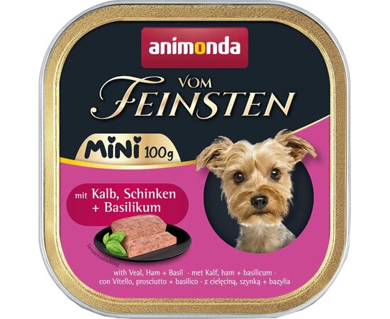 ANIMONDA VOM FEINSTEN ADULT MINI VEAL, HAM AND BASIL - WET DOG FOOD - 100G