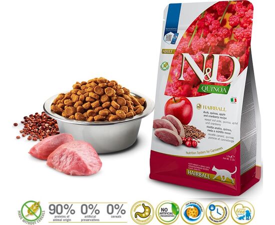 FARMINA N&D QUINOA HAIRBALL - DRY CAT FOOD - 1.5 KG