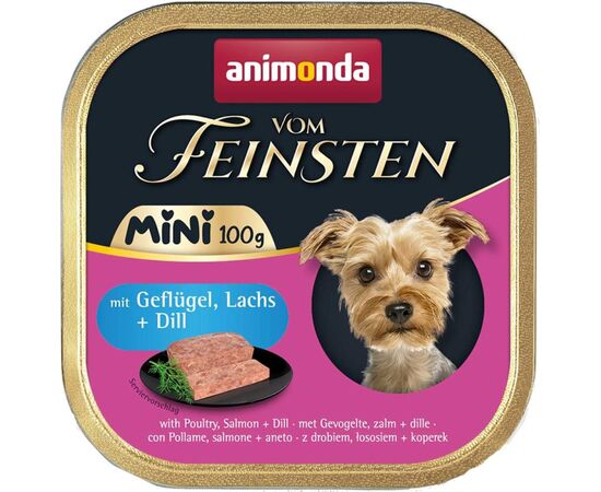 ANIMONDA VOM FEINSTEN ADULT MINI POULTRY, SALMON AND DILL - WET DOG FOOD - 100G