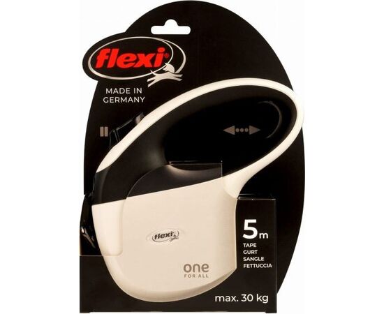 FLEXI ONE FOR ALL S WHITE - BLACK - AUTOMATIC DOG LEASH FOR DOGS UP TO 30KG - 5M