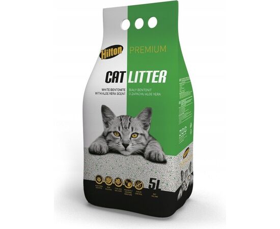 HILTON PREMIUM WHITE BENTONITE WITH ALOE VERA SCENT - CAT LITTER - 5L