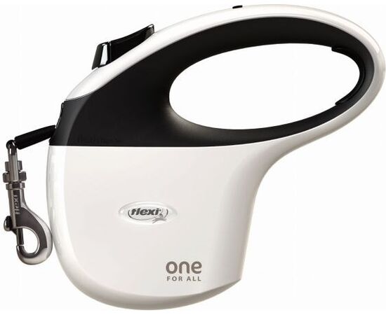 FLEXI ONE FOR ALL S WHITE - BLACK - AUTOMATIC DOG LEASH FOR DOGS UP TO 30KG - 5M