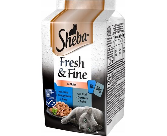 SHEBA FRESH & FINE MINI FISH DISHES IN SAUCE 6 X 50G